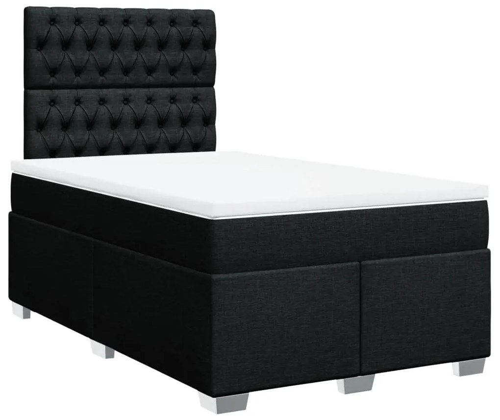 vidaXL Κρεβάτι Boxspring με Στρώμα Μαύρο 120x190 εκ. Υφασμάτινο