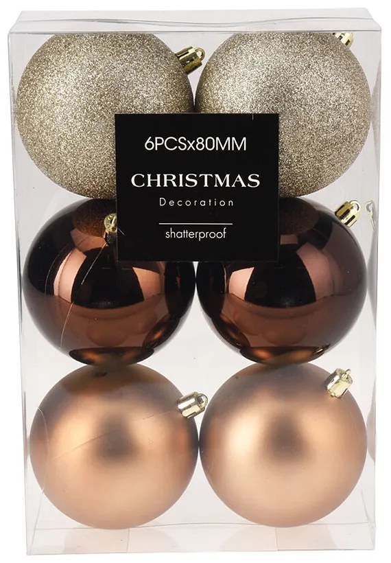 Χριστουγεννιάτικες Μπάλες (Σετ 6τμχ) K-M Amber AVS100840
