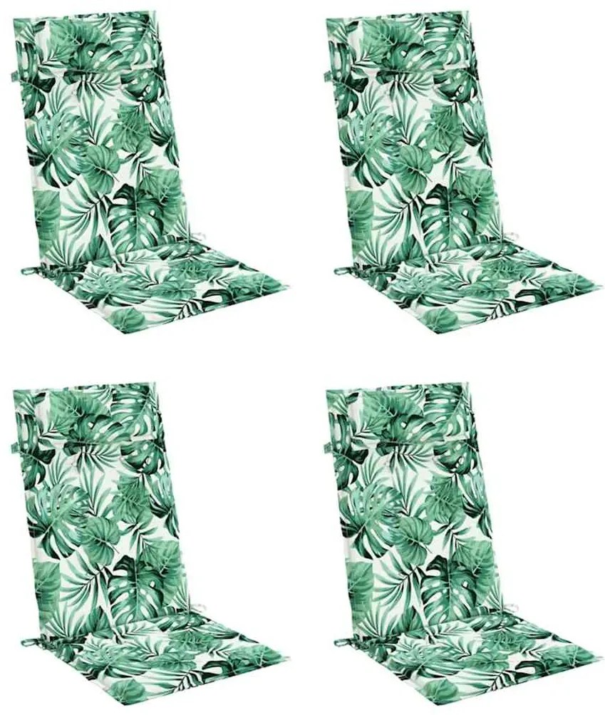 vidaXL Μαξιλάρια Καρέκλας με Ψηλή Πλάτη 4 τεμ. Σχ. Φύλλα Ύφασμα Oxford