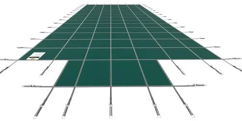 VEVOR Pool Safety Cover Fits 20x40ft Rectangle Inground Pools, Safety Pool Cover with 4x10ft Center End Step, Mesh Solid Pool Cover with Drainage Holes for Swimming Pool, Winter Safety Cover, Green