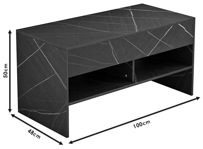 Τραπέζι σαλονιού Law pakoworld πολυμορφικό μαύρο μαρμάρου 100x48x50εκ - Μελαμίνη - 230-000001