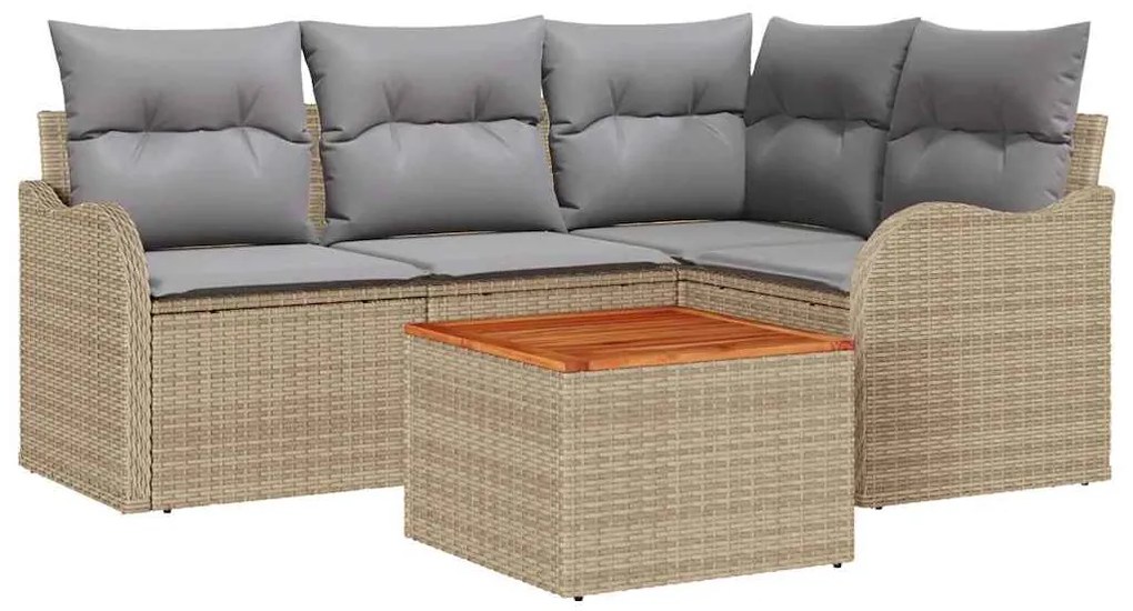 vidaXL Σετ Καναπέ Κήπου 5 pcs μπεζ και ανοιχτό γκρι