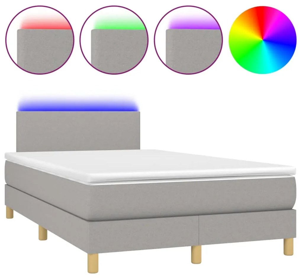 ΚΡΕΒΑΤΙ BOXSPRING ΜΕ ΣΤΡΩΜΑ &amp; LED ΑΝ.ΓΚΡΙ 120X200 ΕΚ ΥΦΑΣΜΑΤΙΝΟ 3133541