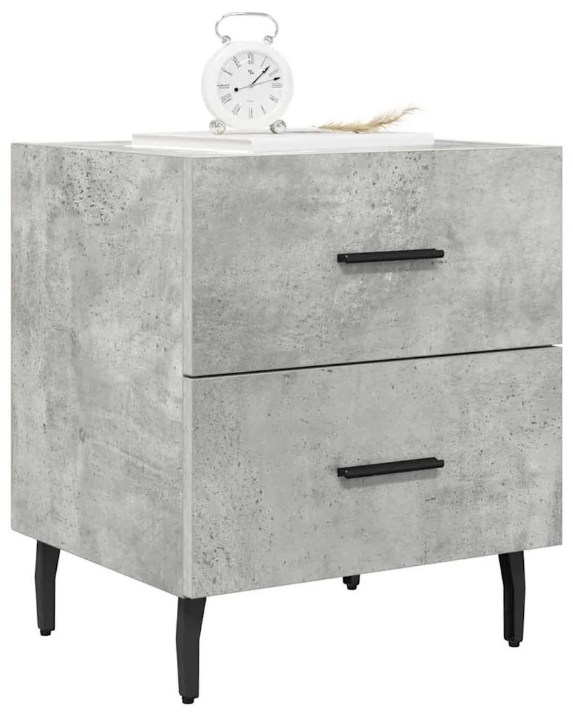 vidaXL Κομοδίνα 2 τεμ. Γκρι Σκυροδεμ. 40 x 35 x 47,5 εκ. Επεξεργ. Ξύλο