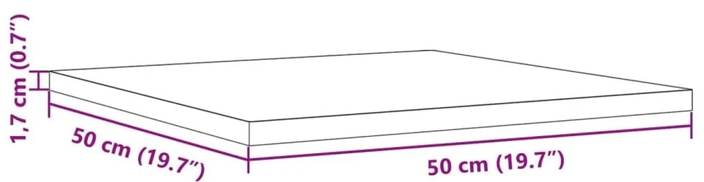 Επιφάνεια Τραπεζιού Τετράγωνη 50x50x1,7 εκ. Μασίφ Ξύλο Πεύκου - Καφέ