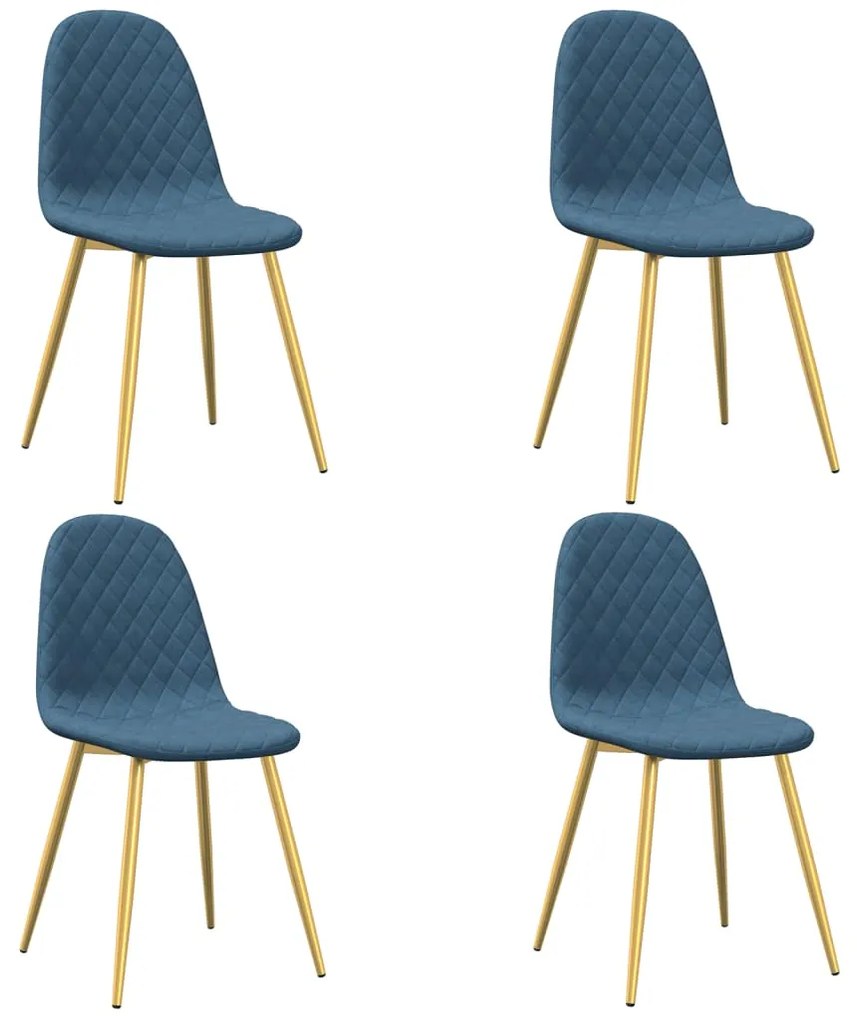 vidaXL Καρέκλες Τραπεζαρίας 4 τεμ. Μπλε Βελούδινες