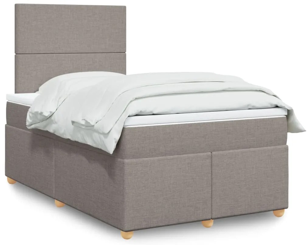 vidaXL Κρεβάτι Boxspring με Στρώμα Taupe 120x200 εκ. Υφασμάτινο