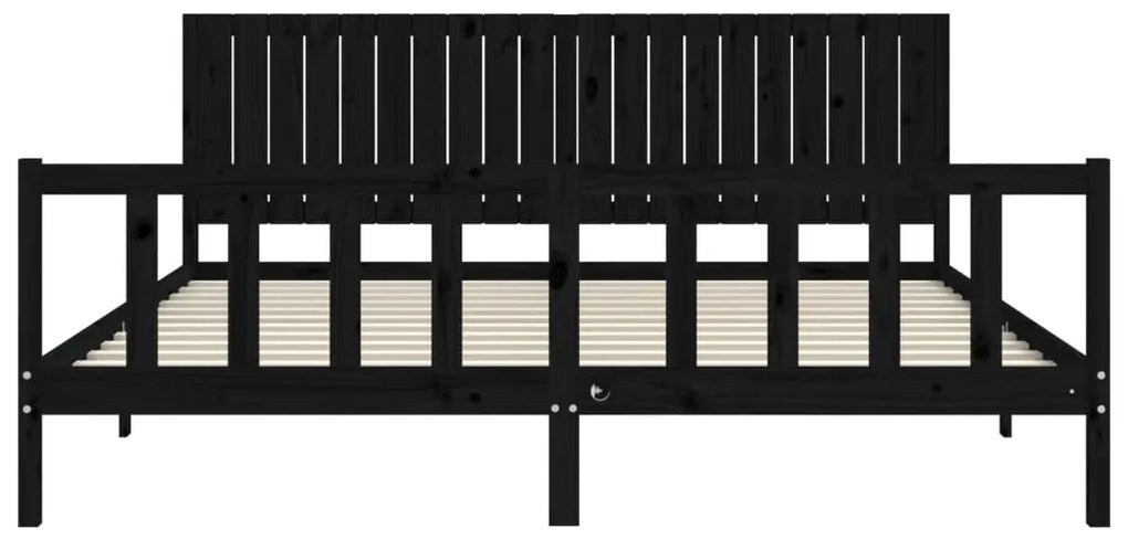 vidaXL Πλαίσιο Κρεβατιού με Κεφαλάρι Μαύρο 200x200 εκ. Μασίφ Ξύλο