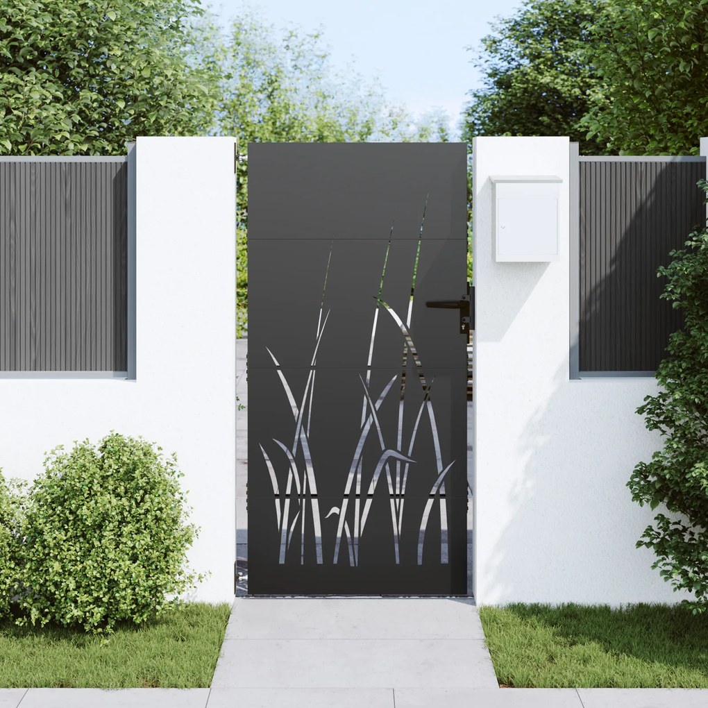 vidaXL Πύλη Κήπου Μαύρο 105 x 175 cm Ατσάλι με Επικάλυψη Πούδρας