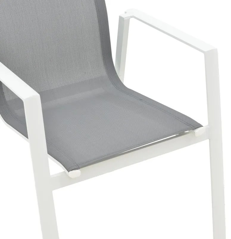 Καρέκλα - Πολυθρόνα κήπου Dashiell αλουμίνιο λευκό textilene γκρι 71x58x94 εκ. 71x58x94 εκ.