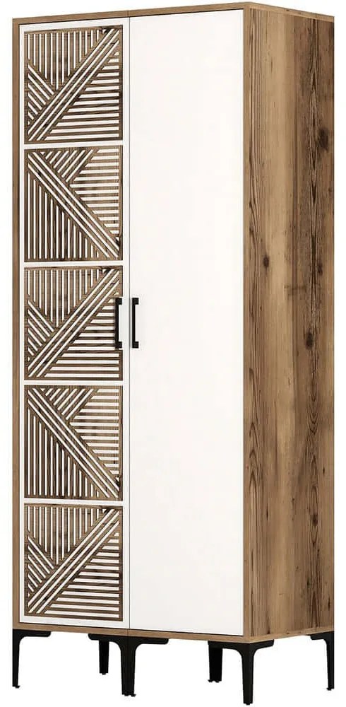 Ντουλάπα Δίφυλλη Kumsal 845HCT5425 80x47,5x201,4cm Walnut-White Δίφυλλη