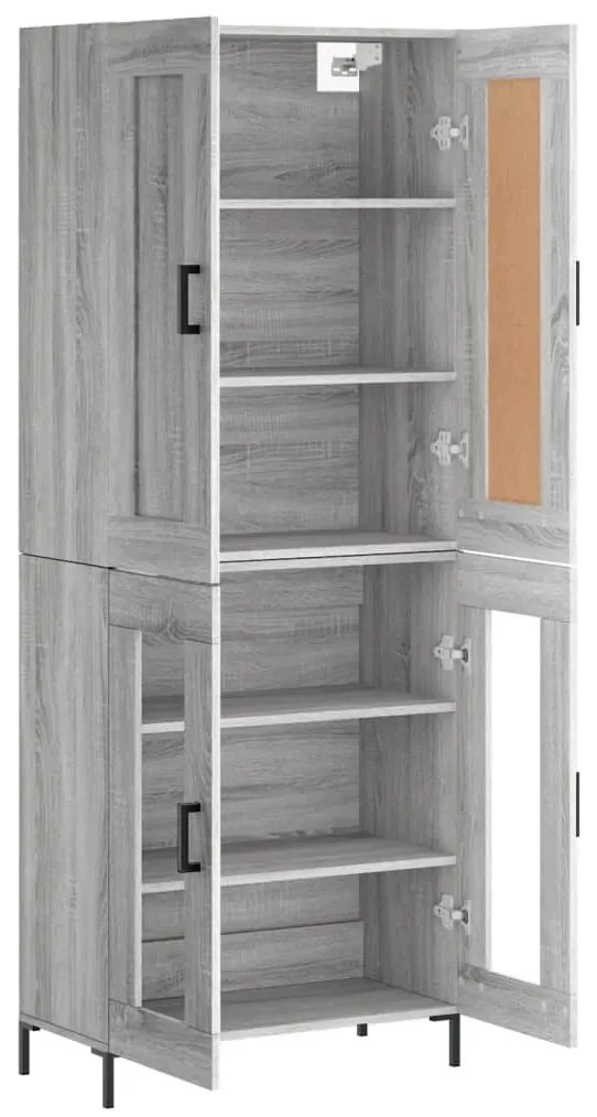 vidaXL Ντουλάπι Γκρι Sonoma 69,5 x 34 x 180 εκ. Επεξεργασμένο Ξύλο