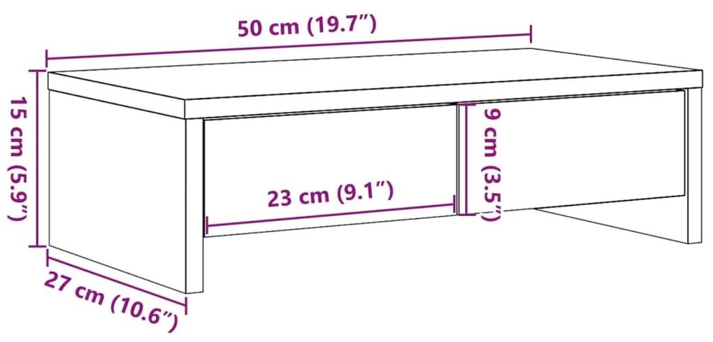 Βάση Οθόνης Συρτάρια Όψη Παλαιού Ξύλου 50x27x15εκ Επεξεργ. Ξύλο - Καφέ