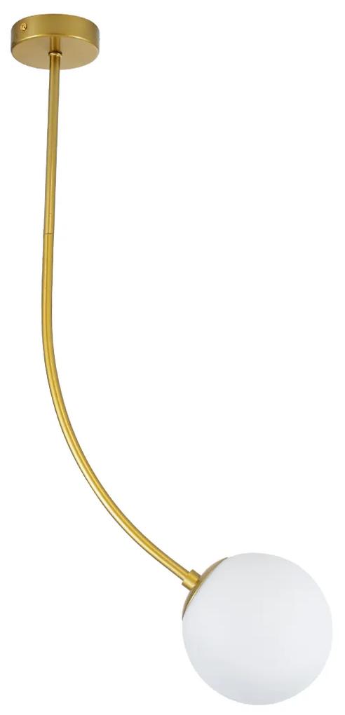 GloboStar® DRIZZLE 00921 Μοντέρνο Φωτιστικό Οροφής Μονόφωτο Χρυσό 100cm με Λευκό Ματ Γυαλί Φ15 x Y100cm