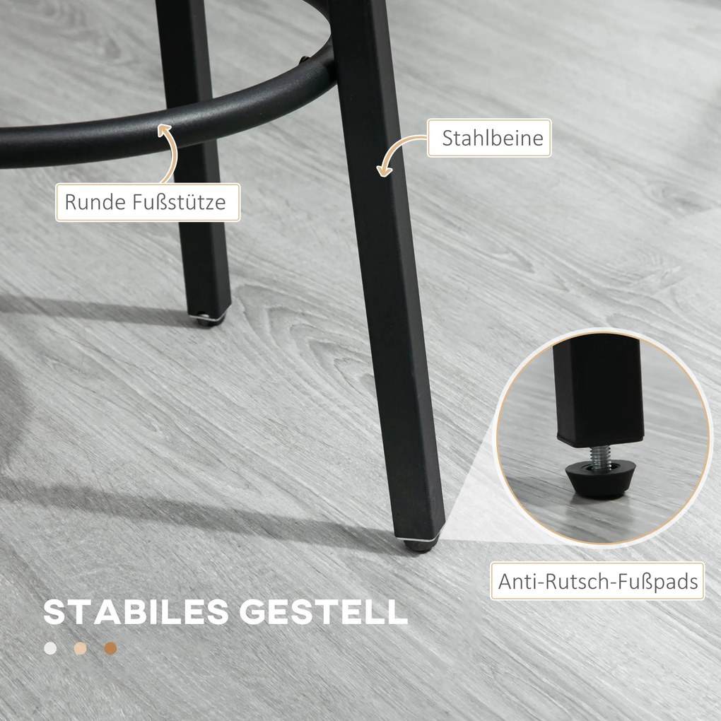 HOMCOM Σετ από 2 σκαμπό μπαρ σε βιομηχανικό στυλ, ατσάλινο πλαίσιο, υποπόδιο, 42 x 42 x 65 cm