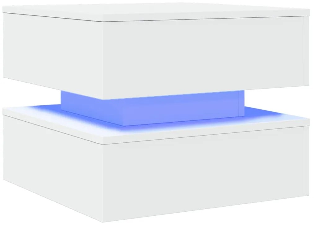 vidaXL Τραπεζάκι Σαλονιού με LED Λευκό 50 x 50 x 40 εκ.