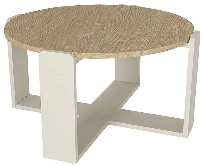 Τραπεζάκι σαλονιού Rebel Megapap χρώμα rota oak - sandstone Ø70x38εκ.
