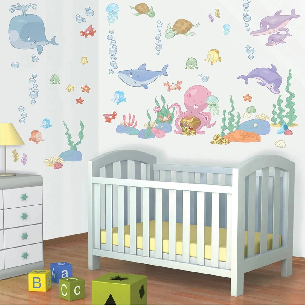 Παιδικά αυτοκόλλητα τοίχου Walltastic Baby Under The Sea Decor Kit (93 pieces)