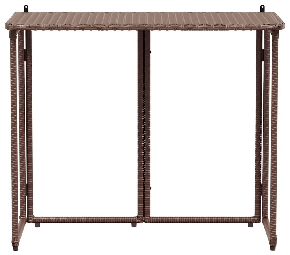 vidaXL Πτυσσόμενο τραπέζι κήπου καφέ 90x51x75 cm Poly Rattan