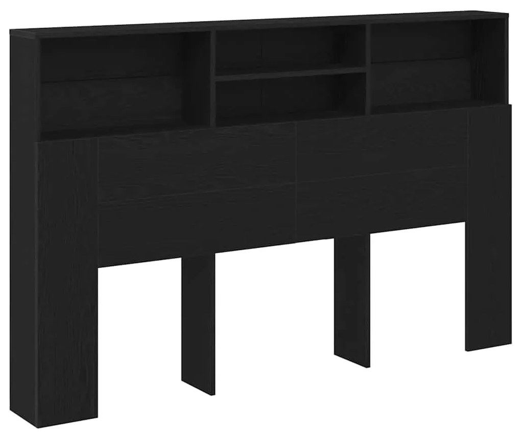 vidaXL Κρεβάτι με Κεφαλάρι με ράφι Μαύρη δρυς 160 x 19 x 103.5 cm