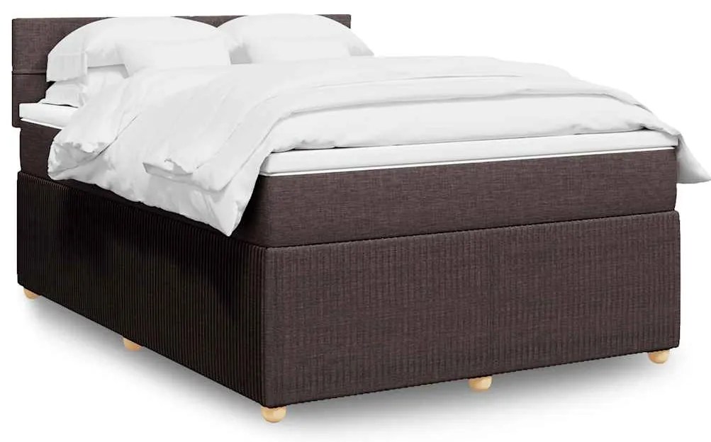 vidaXL Κρεβάτι Boxspring με Στρώμα Σκούρο Καφέ 140x190 εκ. Υφασμάτινο