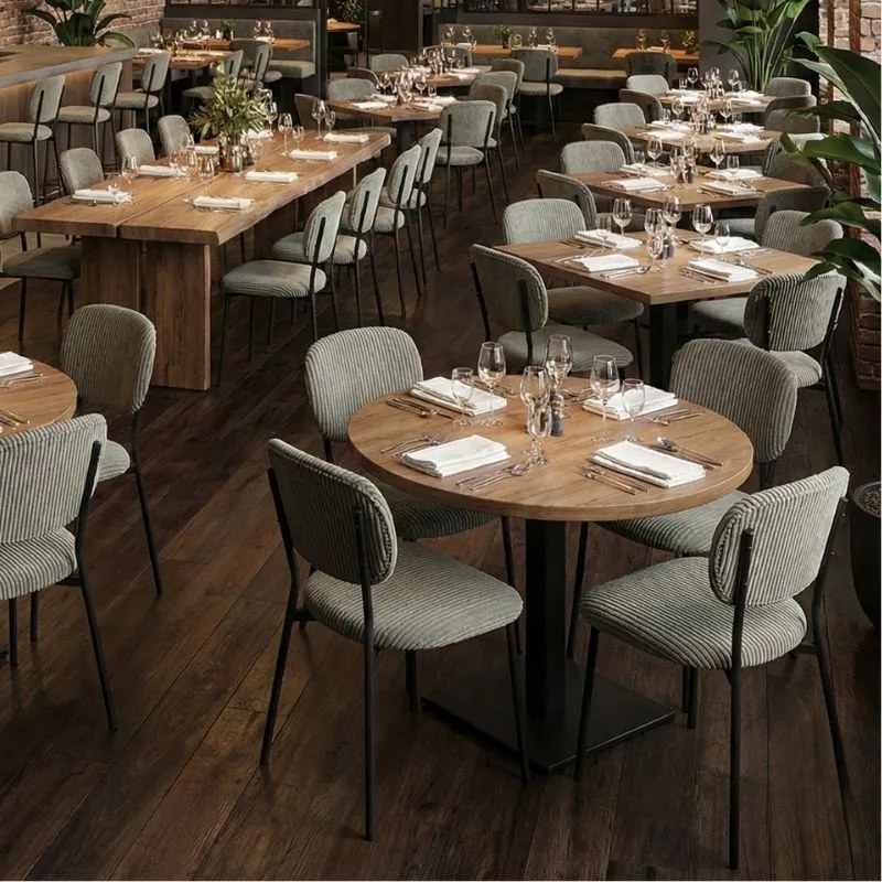 Καρέκλα τραπεζαρίας Kevin Megapap λαδί ύφασμα - μεταλλικό μαύρο πόδι 48x51x87εκ.