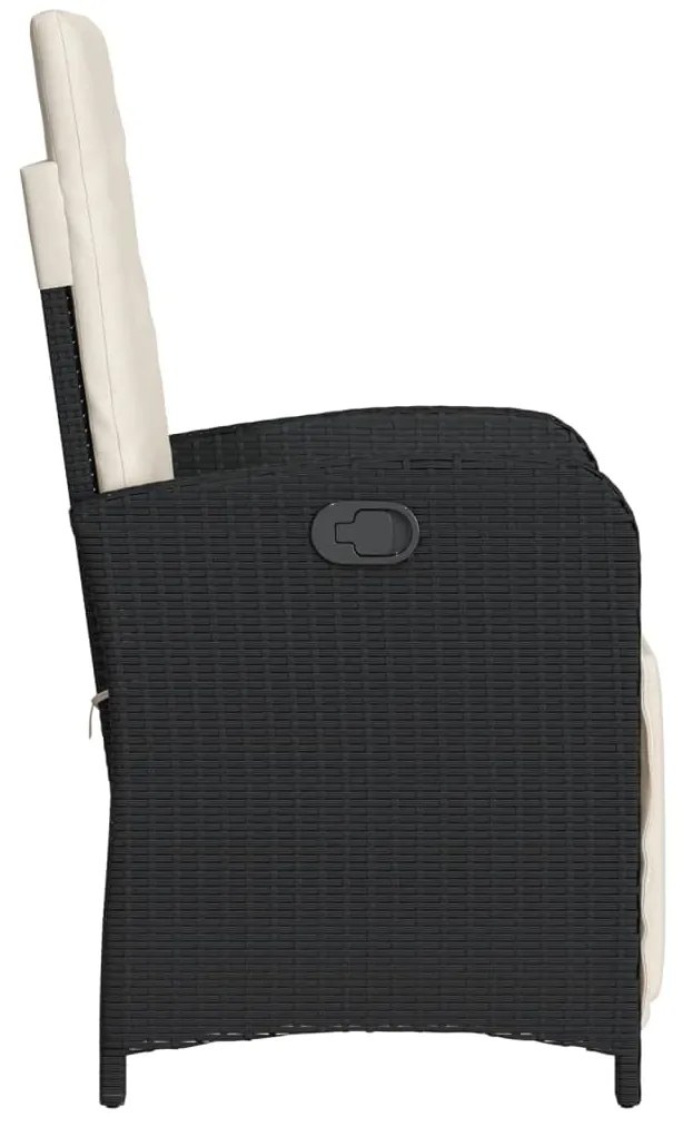 vidaXL Καρέκλες Κήπου Ανακλινόμενες 2 τεμ Μαύρο Συνθ. Ρατάν & Υποπόδιο