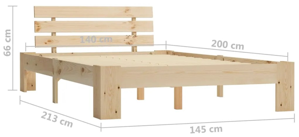 vidaXL Πλαίσιο Κρεβατιού 140 x 200 εκ. από Μασίφ Ξύλο Πεύκου