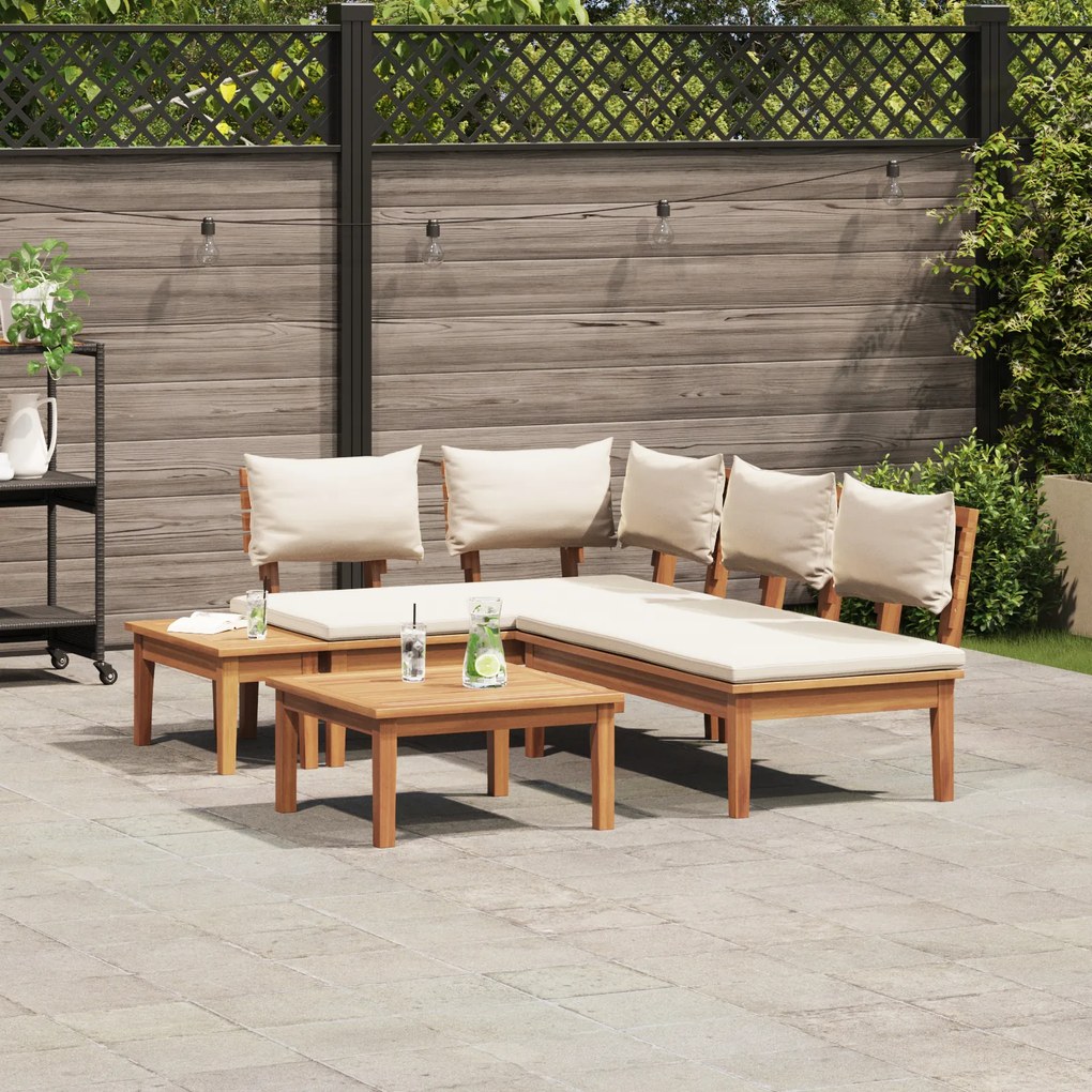 vidaXL Σετ Παγκάκι Κήπου 4 pcs Καφέ και Κρέμα 2 θέσεων Μέγεθος: Μεσαίο