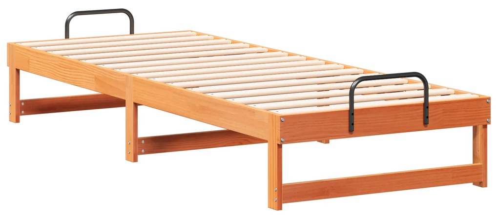 vidaXL Κρεβάτι με λαβές μεταφοράς Καφέ 80 x 200 cm Μασίφ ξύλο πεύκου