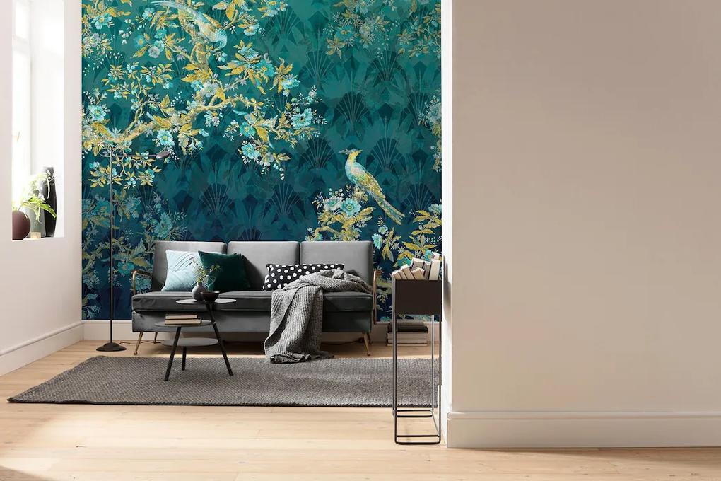 Φωτοταπετσαρία τοίχου με λουλούδια και παγώνια Paradis έτοιμων διαστάσεων 56HX7-056 (3.50M x 2.55Υ)