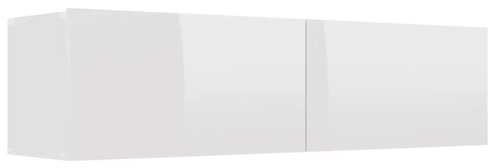 Έπιπλο Τηλεόρασης Γυαλιστερό Λευκό 120x30x30 εκ. από Επεξ. Ξύλο - Λευκό