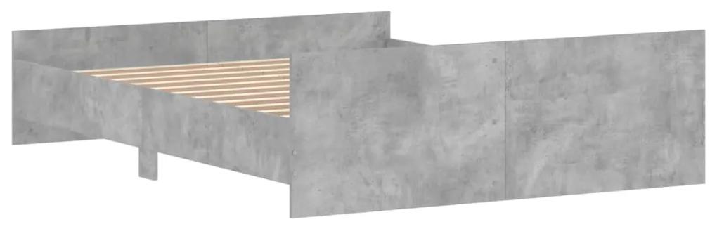 vidaXL Πλαίσιο Κρεβατιού με Κεφαλάρι/Ποδαρικό Γκρι Σκυροδεμ. 150x200εκ
