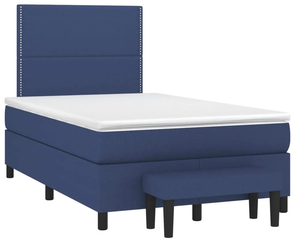 vidaXL Κρεβάτι Boxspring με Στρώμα Μπλε 120x200 εκ. Υφασμάτινο