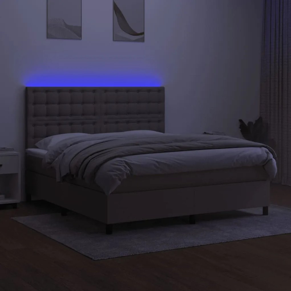 ΚΡΕΒΑΤΙ BOXSPRING ΜΕ ΣΤΡΩΜΑ &amp; LED TAUPE 160X200 ΕΚ. ΥΦΑΣΜΑΤΙΝΟ 3135209