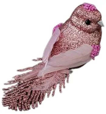 Eurolamp Στολίδι Κρεμαστό Με Ροζ Πουλάκι Και Glitter 15x5x6cm 600-45333