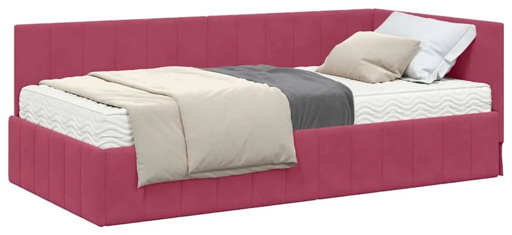 vidaXL Κρεβάτι γωνίας με στρώμα με στρώμα 2 pcs Πράσινο Βελούδο