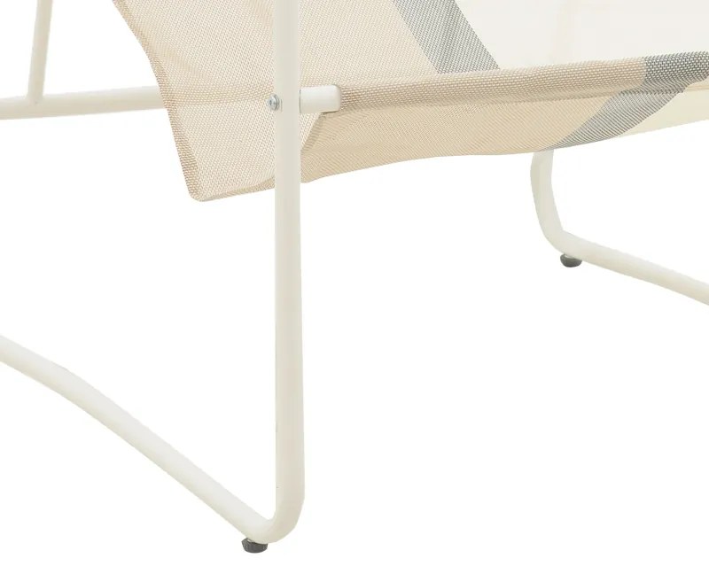 Σεζλόνγκ Feisty pakoworld αλουμίνιο λευκό-textilene γκρι-εκρού-μαξιλάρι 65x83x86εκ