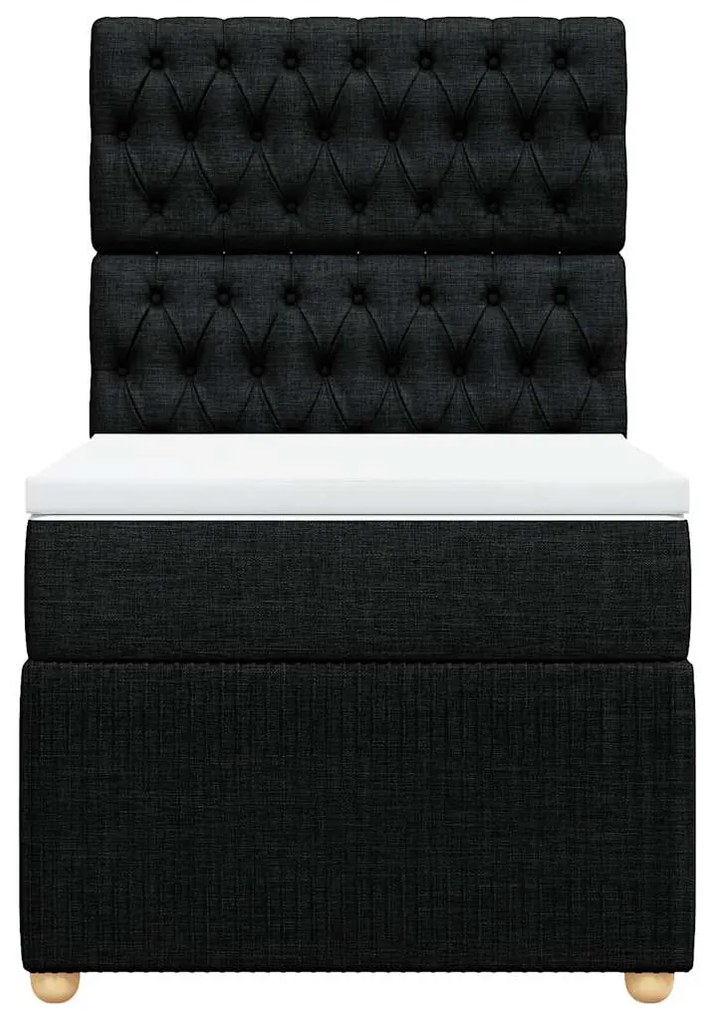 vidaXL Κρεβάτι Boxspring με Στρώμα Μαύρο 90x200 εκ. Υφασμάτινο