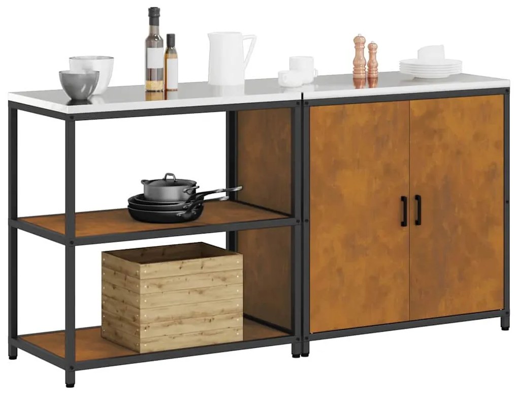 vidaXL Σετ Αποθήκευσης Κουζίνας με ράφι με αποθήκευση 2 pcs Σκ rusty