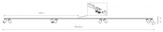 Σποτ Φωτιστικό Ράγας 8xGU10 10W IP20 Mono 2x200 Nowodvorski 7696 Λευκό-Χρυσό