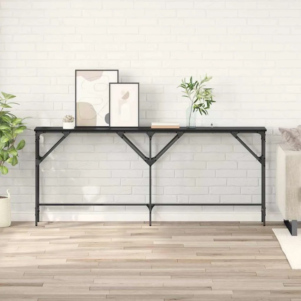 vidaXL Τραπέζι κονσόλας Μαύρη δρυς 180 x 29 x 75 εκ Επεξεργασμένο ξύλο