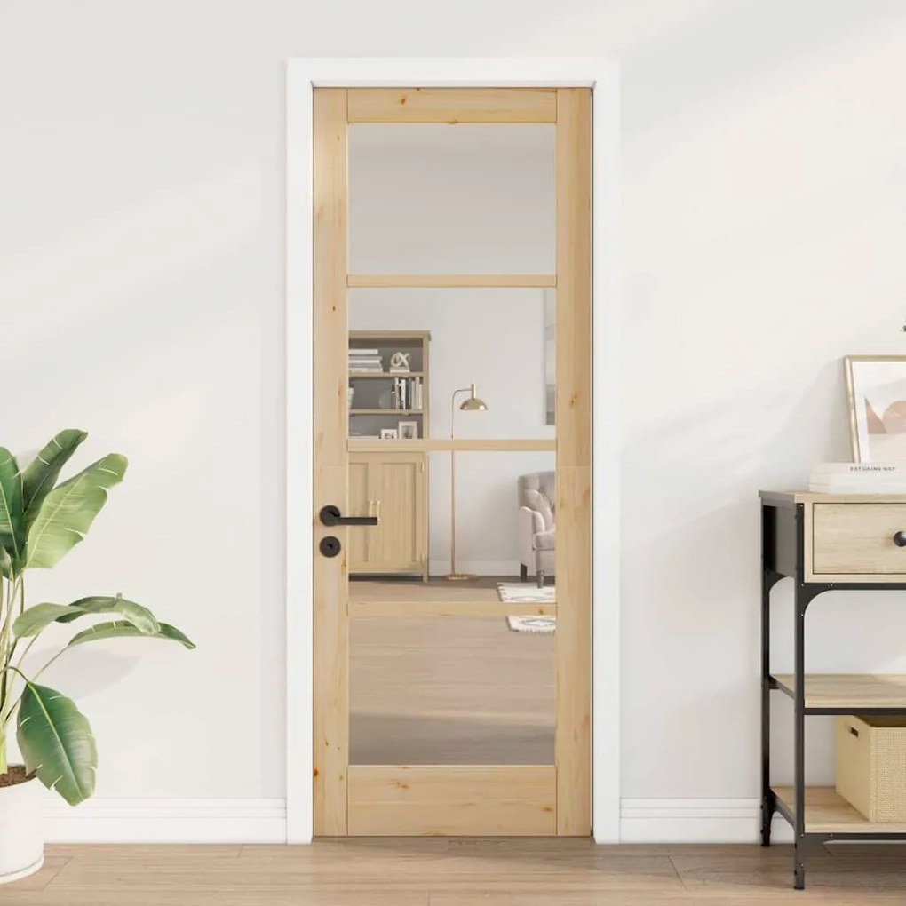 vidaXL Εσωτερική Πόρτα με Γυαλί Καφέ 73.5 x 198.5 εκ.