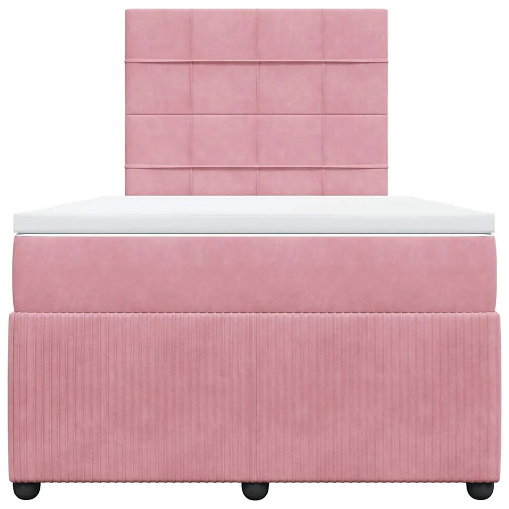 vidaXL Κρεβάτι Boxspring με Στρώμα Ροζ 120x190 εκ. Βελούδινο