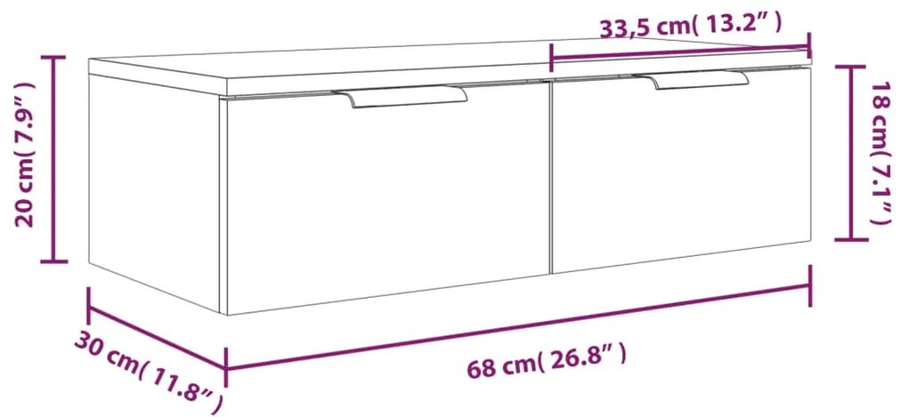 ΝΤΟΥΛΑΠΙΑ ΤΟΙΧΟΥ 2 ΤΕΜ. ΚΑΦΕ ΔΡΥΣ 68X30X20 ΕΚ. ΕΠΕΞ. ΞΥΛΟ 3115899