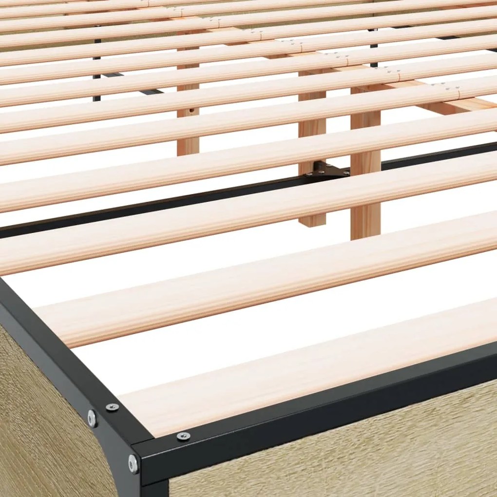 vidaXL Πλαίσιο Κρεβατιού Sonoma Δρυς 140x200 εκ. Επεξ. Ξύλο &amp; Μέταλλο
