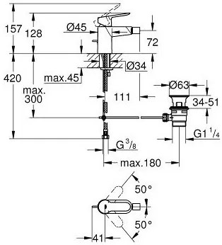Μπαταρία μπιντέ Grohe Bauedge