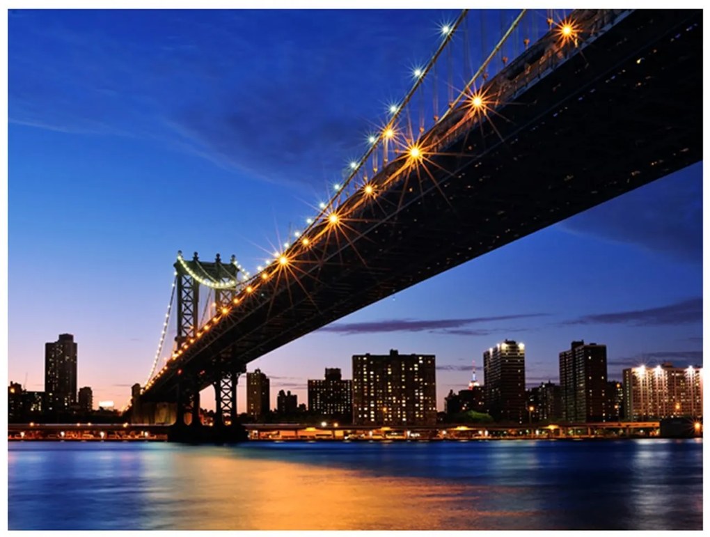 Φωτοταπετσαρία - Manhattan Bridge illuminated at night 200x154