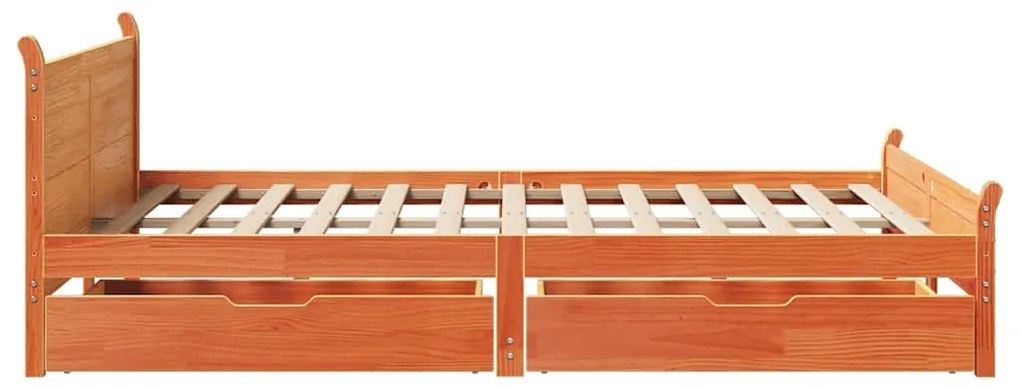 vidaXL Σκελετός Κρεβατιού Χωρίς Στρώμα Καφέ 140x200 Μασίφ Ξύλο Πεύκου