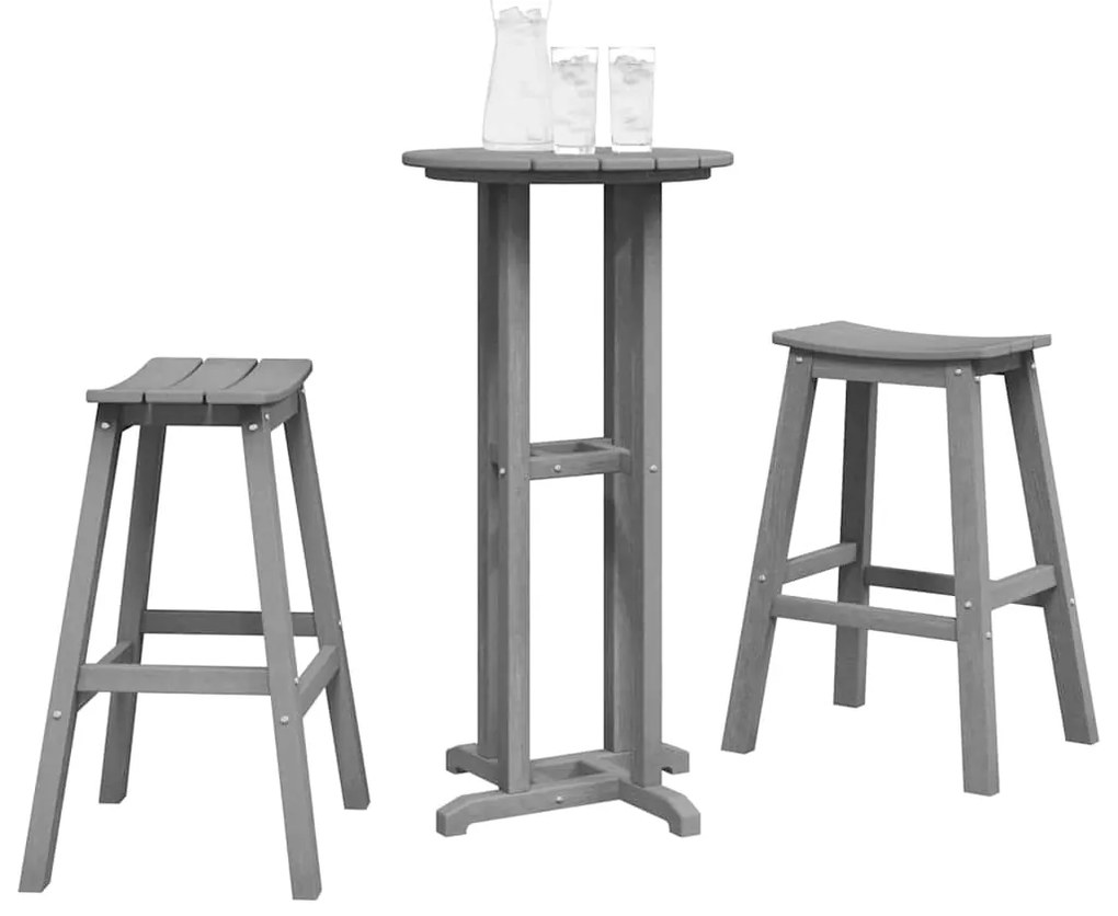 vidaXL Σετ Μπαρ Κήπου 3 pcs Ανοιχτό γκρι HDPE